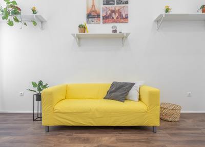 Yellow Sunset Comfy Sofa with Two Extra Cushions 