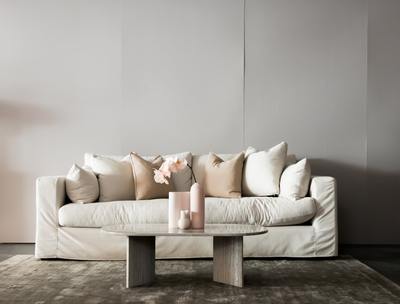 Silky White Sofa with Multiple Cushions